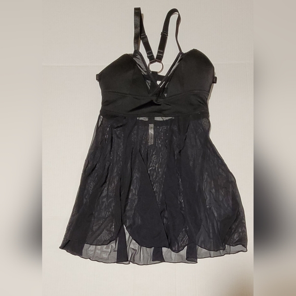 Coquette ~ Peep Show Babydoll ~ Black Gothic O-Ring Strappy Cage Lingerie - Picture 16 of 16